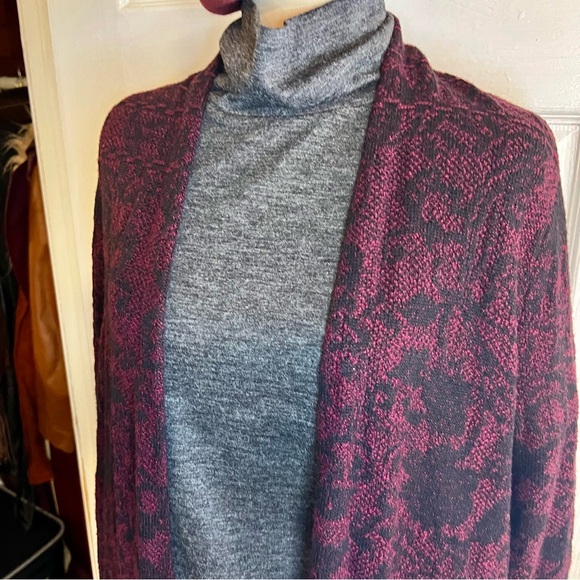 NWT J. Jill Tapestry Cotton Blend Floral Pocket Knit Moody Bordeaux Cardigan S - Picture 4 of 13